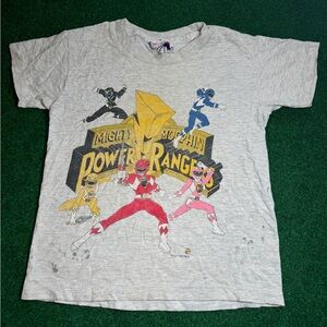 Mighty Morphin Power Rangers 90s Vintage  Youth Small 7/8 T Shirt TV Promo 14x17